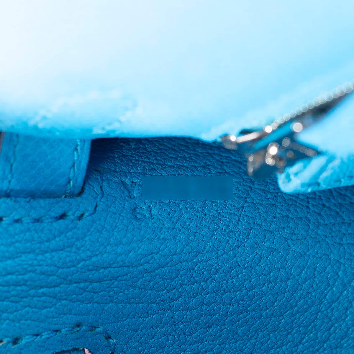 HERMES Frida blue Epsom leather KELLY 25 SELLIER Bag w Palladium 3
