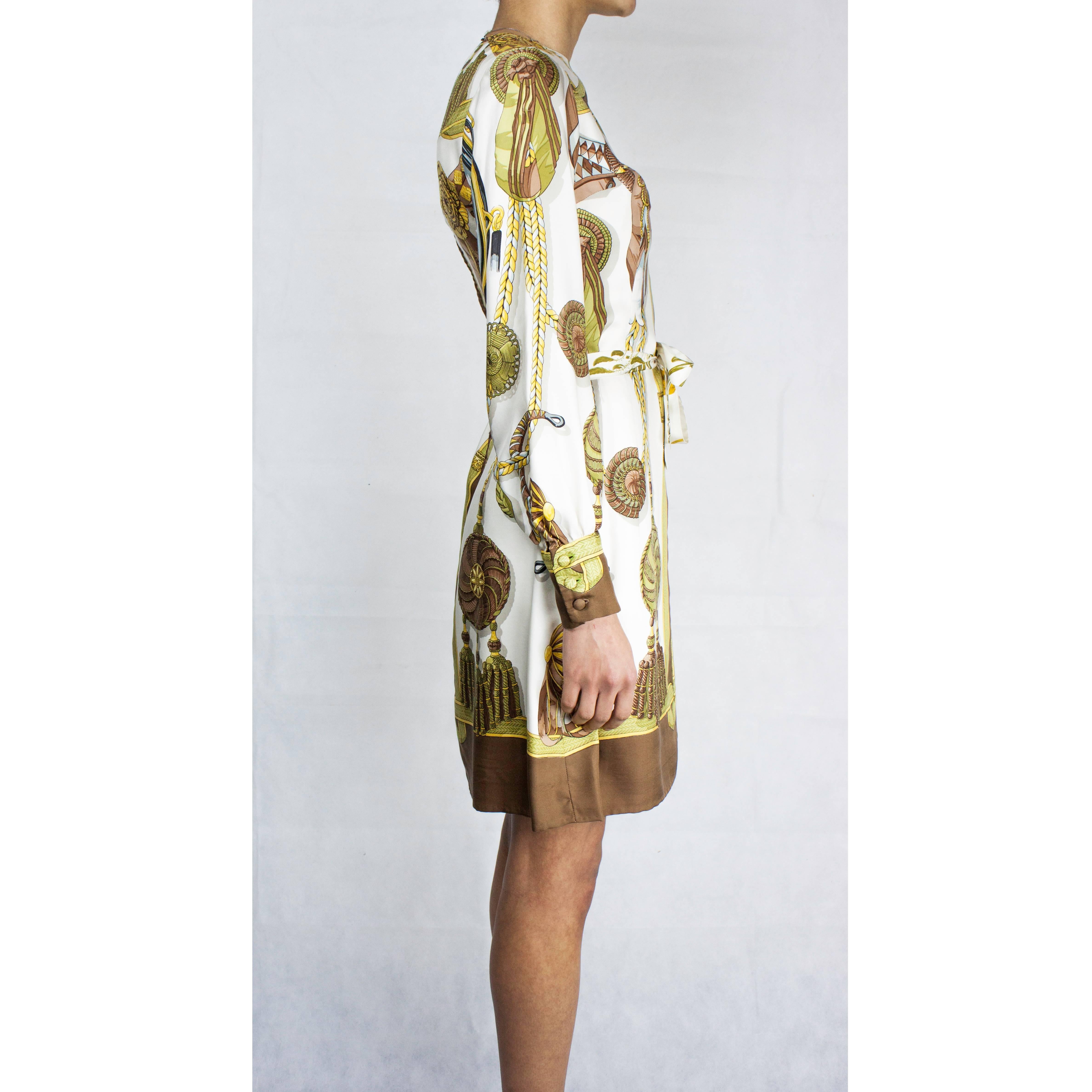 Hèrmes Frontaux et Cocardes Limited edition silk dress, circa 1968 1