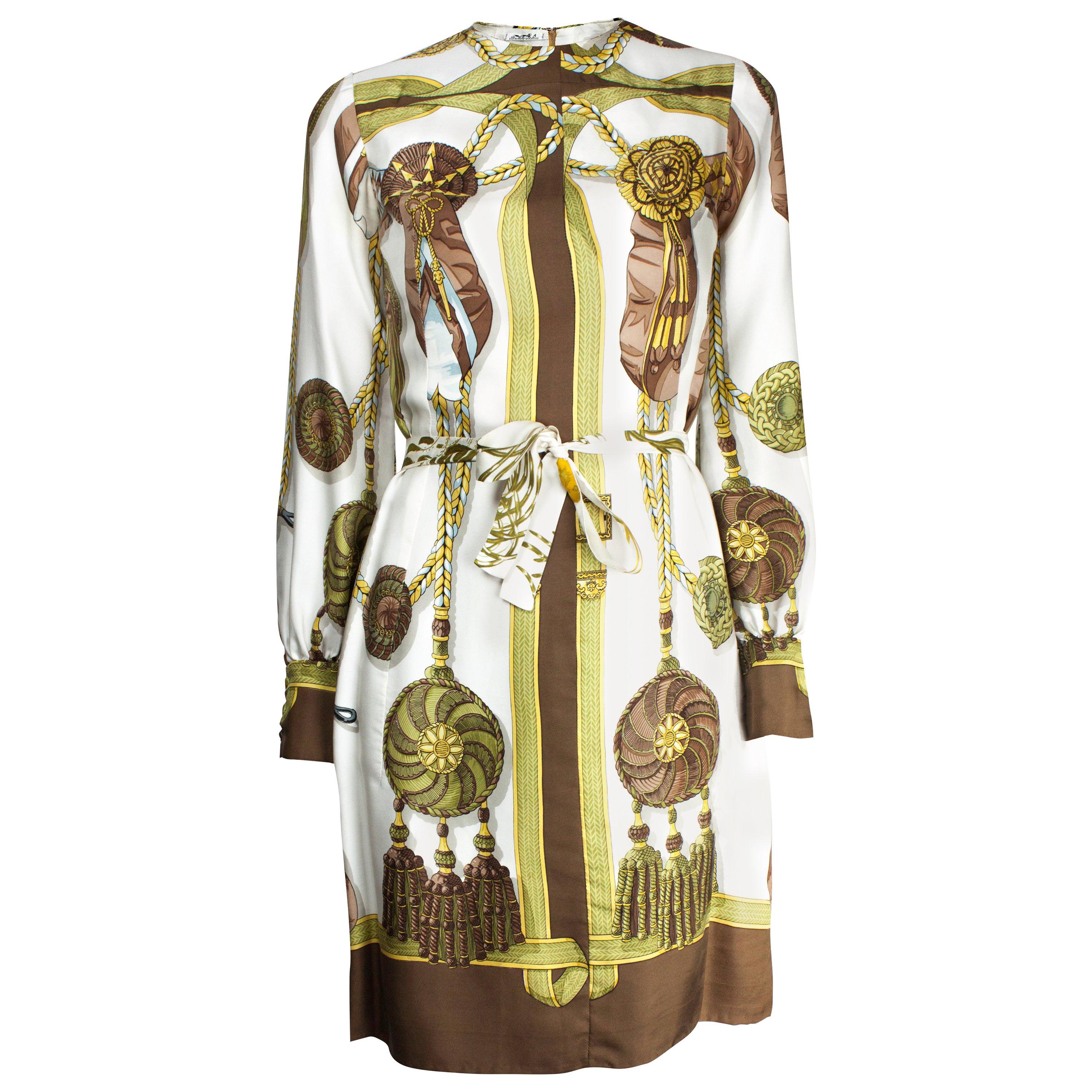Hermès - Robe Frontaux et Cocardes en soie en édition limitée, vers 1968