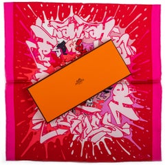 Hermes Fuchsia Graffiti Silk Small Scarf NIB