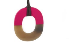 Hermès Fuchsia & Horn Pendant Necklace