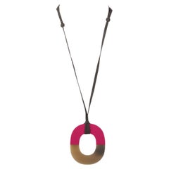 Hermès Fuchsia & Horn Anhänger Halskette
