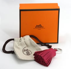 Hermes Fuchsia Leather Bag Tassel