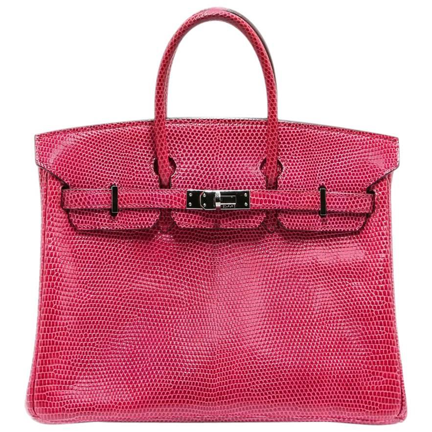 Hermès Fuchsia Lizard Birkin 25 Bag