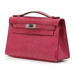 Hermes Fuchsia Lizard Kelly Pochette Bag