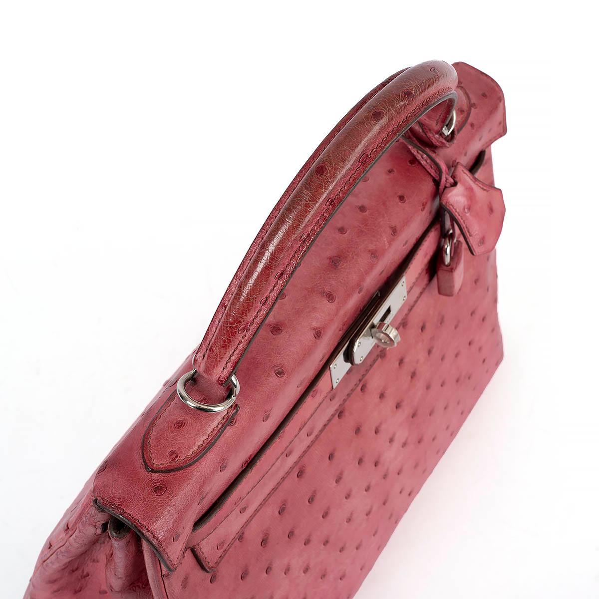 HERMES Fuchsia pink leather KELLY 32 SOUPLE Bag w Palladium For Sale 6