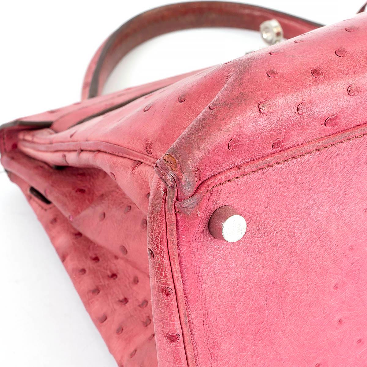 HERMES Fuchsia pink leather KELLY 32 SOUPLE Bag w Palladium For Sale 8