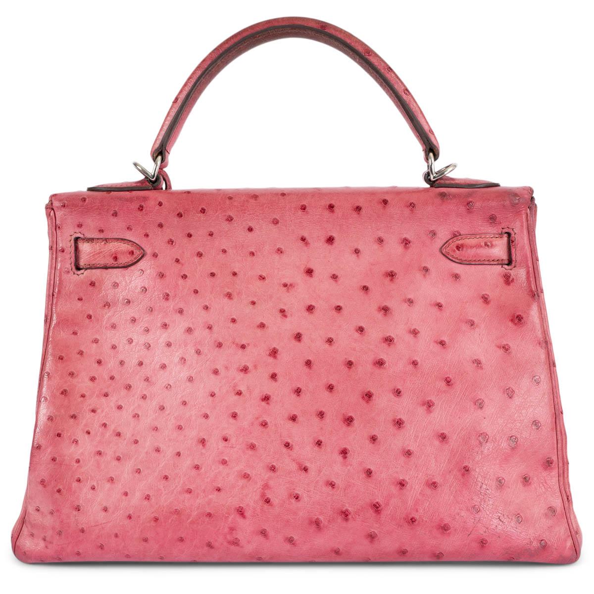 Pink HERMES Fuchsia pink leather KELLY 32 SOUPLE Bag w Palladium For Sale