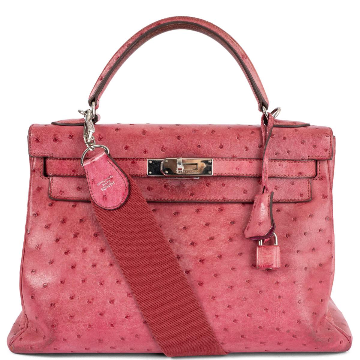 HERMES Fuchsia pink leather KELLY 32 SOUPLE Bag w Palladium For Sale 1