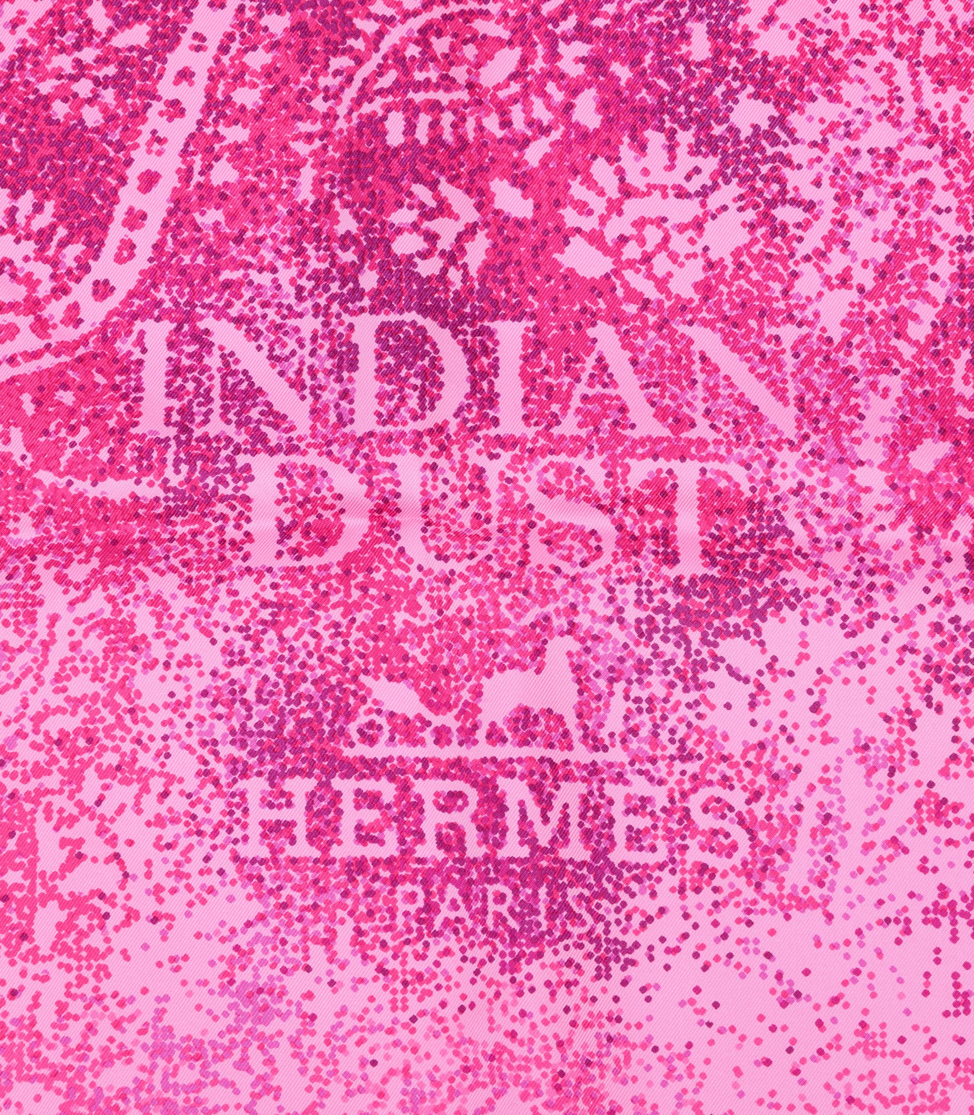 Hermès Fuchsia, Rose Shocking & Anemone Indian Dust Silk 90 Scarf In Excellent Condition In Bishop's Stortford, Hertfordshire
