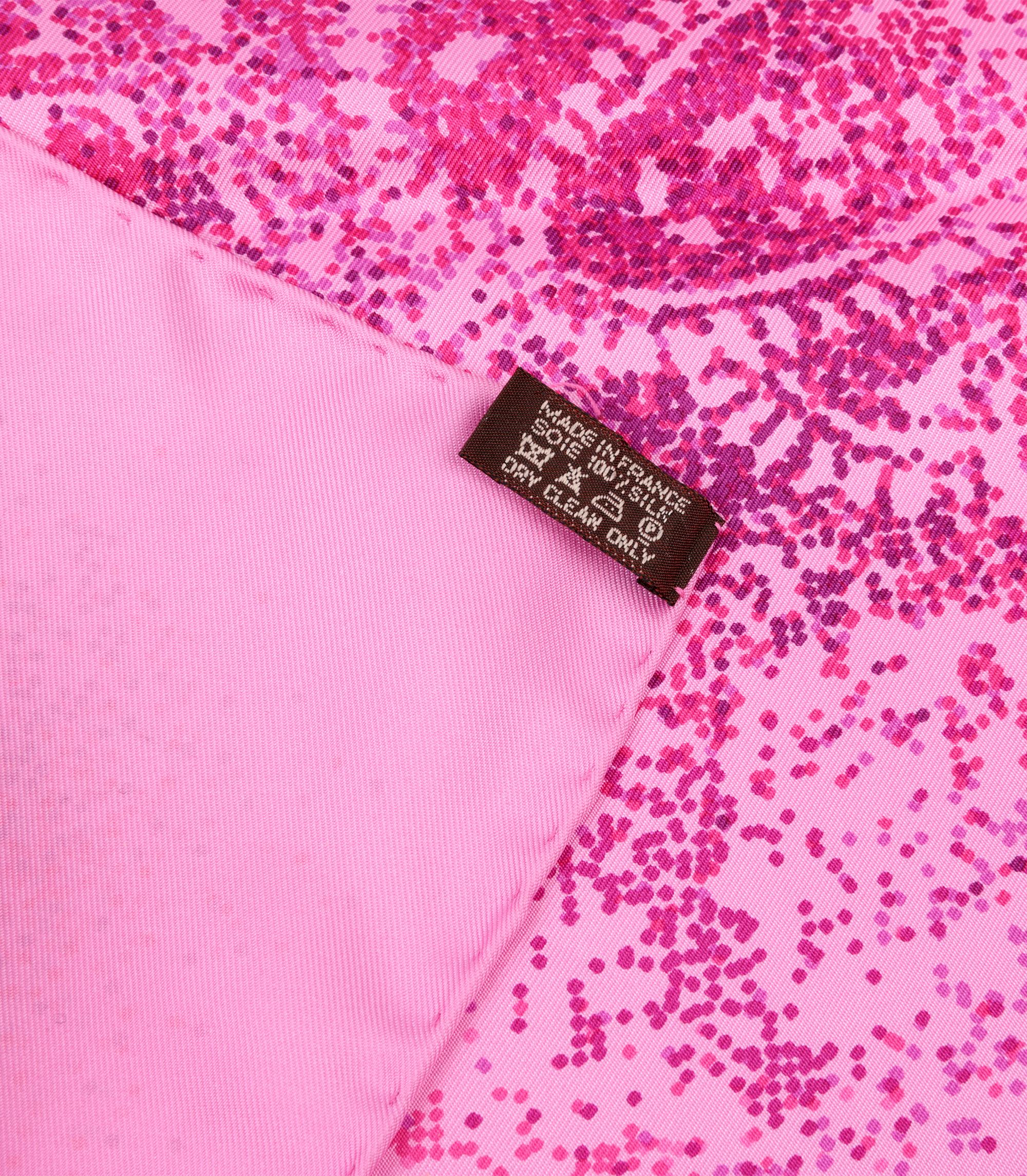 Women's or Men's Hermès Fuchsia, Rose Shocking & Anemone Indian Dust Silk 90 Scarf