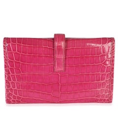 Hermès Fuchsia Shiny Crocodile Niloticus Mini Jige Clutch