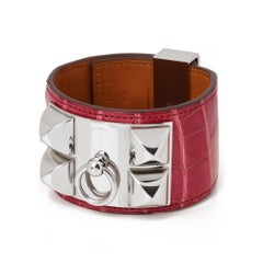 Hermès Collier De Chien T2 in alligatore fucsia lucido Mississippiensis