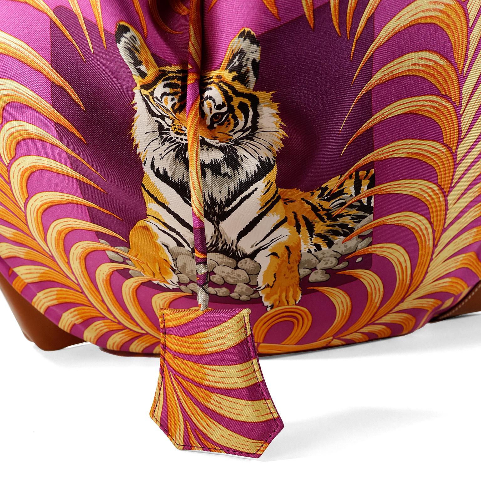 Women's Hermès Fuchsia Silk City Tiger Royal Shoulder Bag 