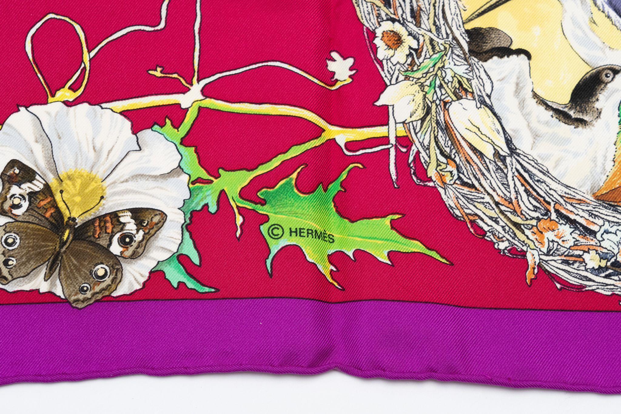 Women's Hermès Fuchsia Texas Wildlife Silk Scarf