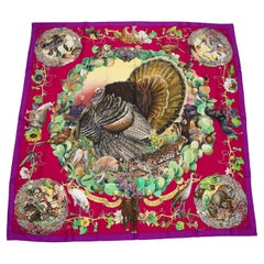 Hermès Fuchsia Texas Wildlife Silk Scarf