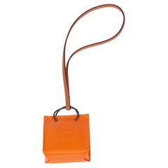 Hermès FUE MILO LAMBSKIN & GOLD SWIFT CALFSKIN LEATHER ORANGE BAG CHARM