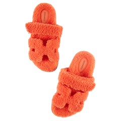 HERMÈS FULL SHEARLING CHYPRE SANDAL Orange Woolskin - Size 38