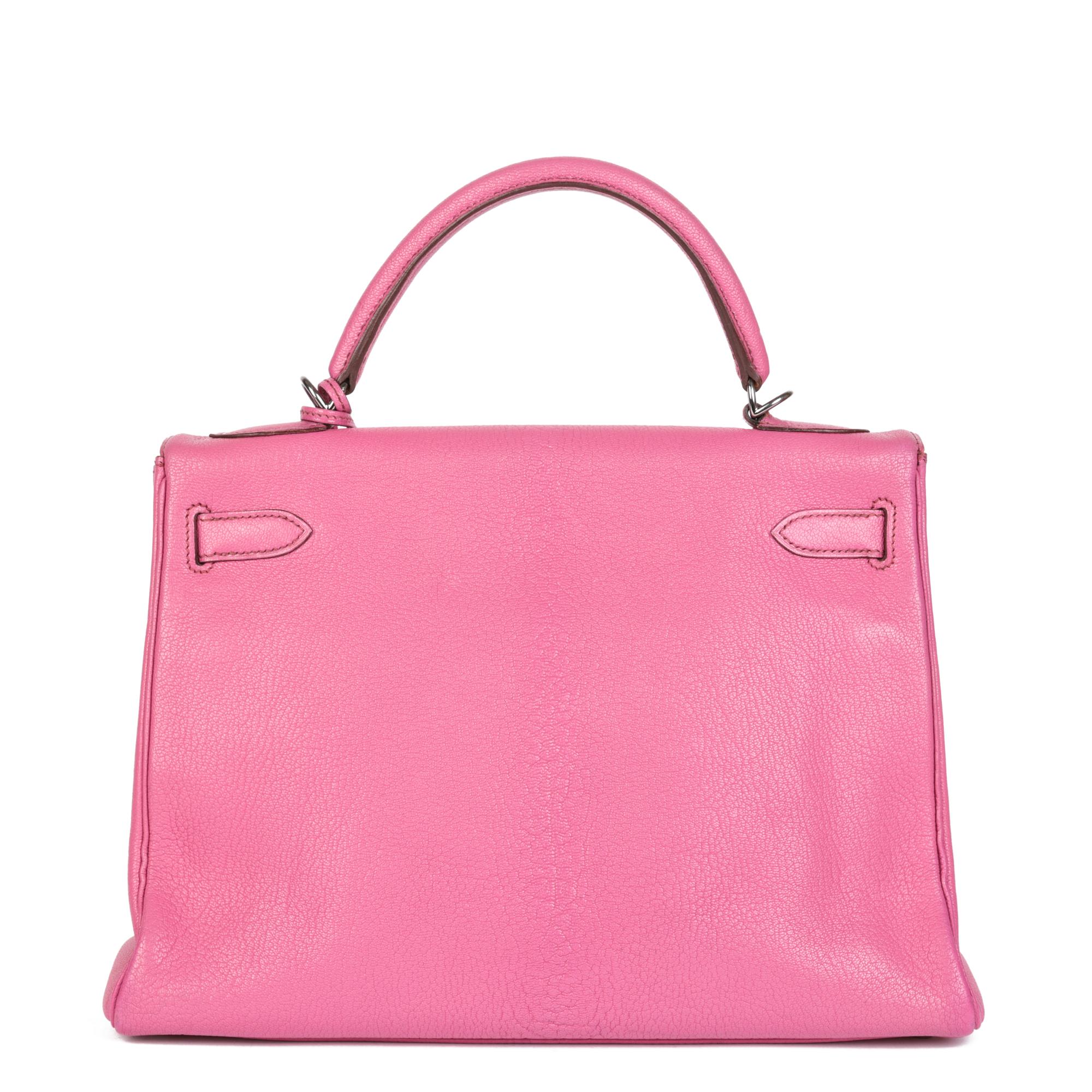HERMÈS Fuschia Chevre Leather Kelly 32cm Retourne 1