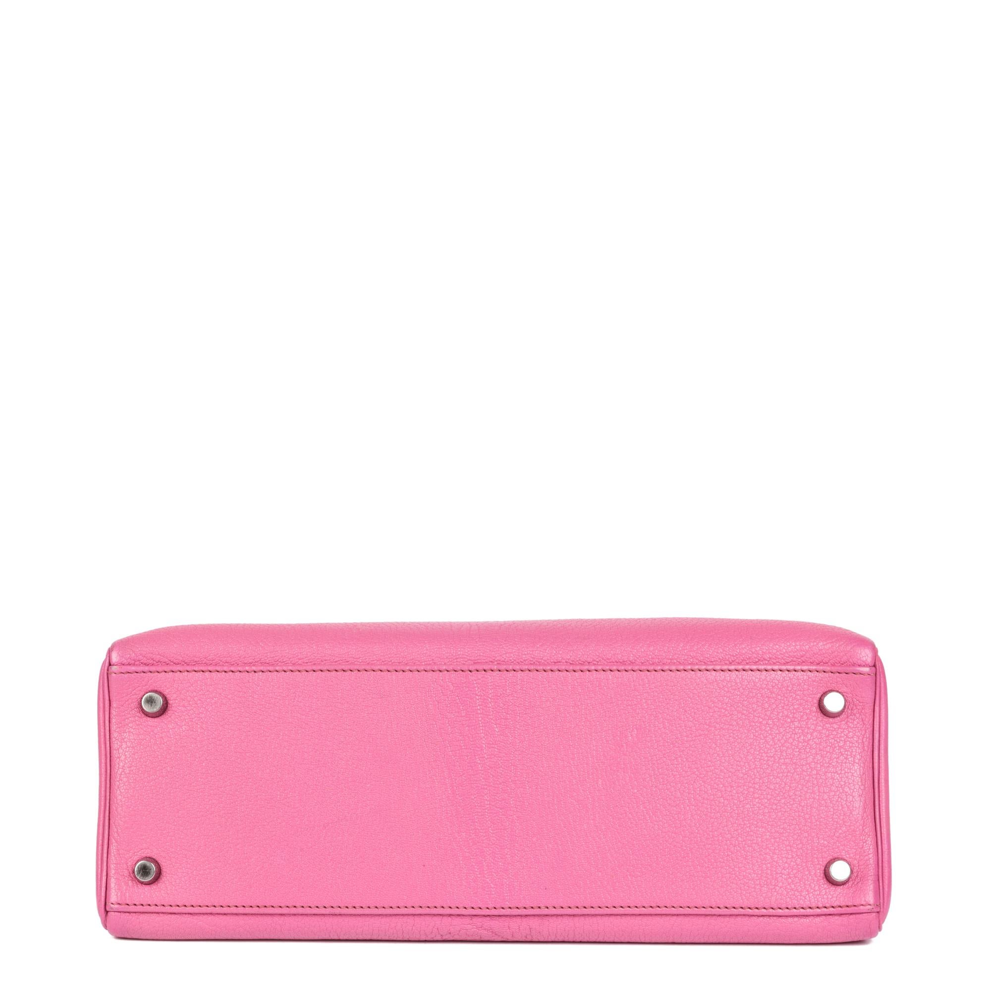HERMÈS Fuschia Chevre Leather Kelly 32cm Retourne 2