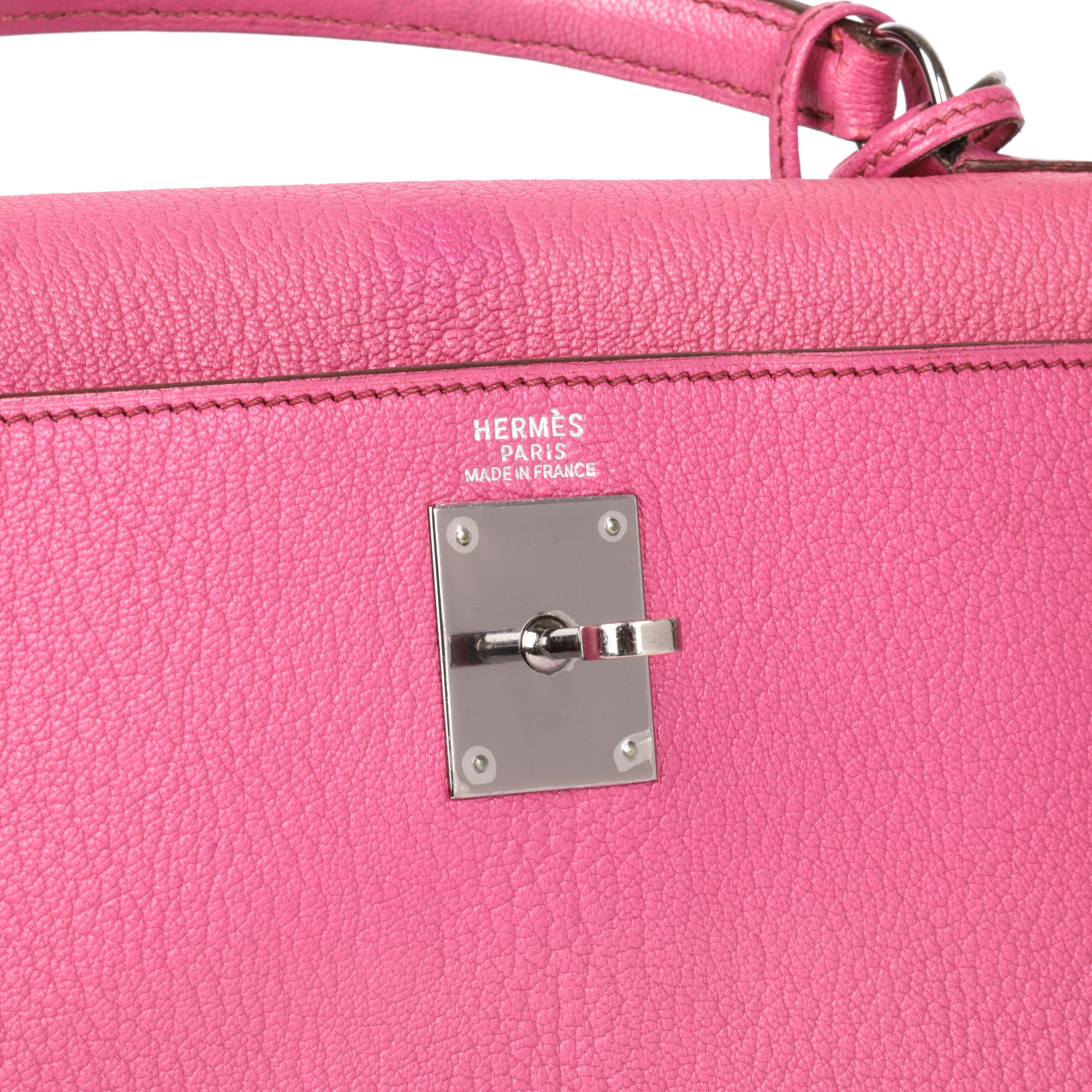 HERMÈS Fuschia Chevre Leather Kelly 32cm Retourne 4