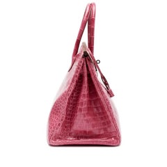 Hermès Fuschia Shiny Crocodile Porosus Birkin 35 Palladium Hardware, 2014