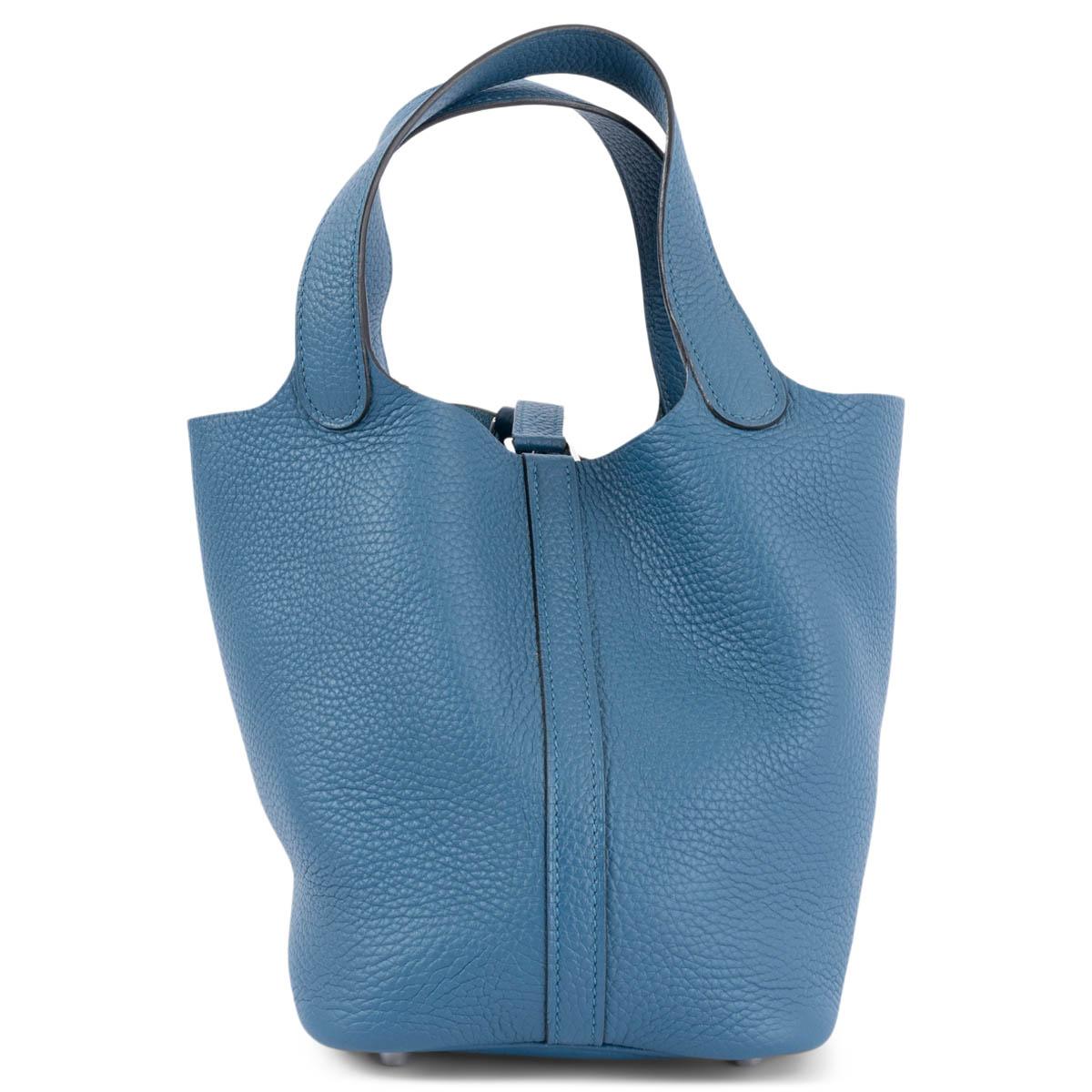 HERMES Galice blue Clemence leather PICOTIN  LOCK 18 Bag Phw In Excellent Condition For Sale In Zürich, CH