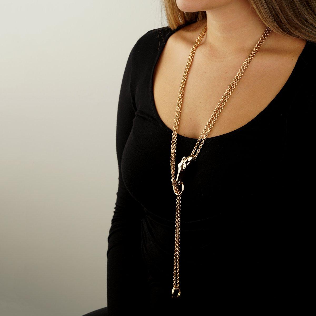 Taglio rotondo Collana con diamanti in oro rosa 18k di Hermes Galop in vendita