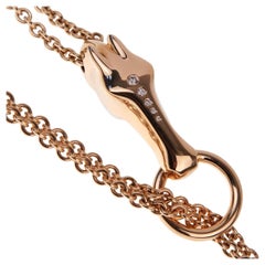 Hermes Galop 18k Rose Gold Diamant Tropfen Halskette