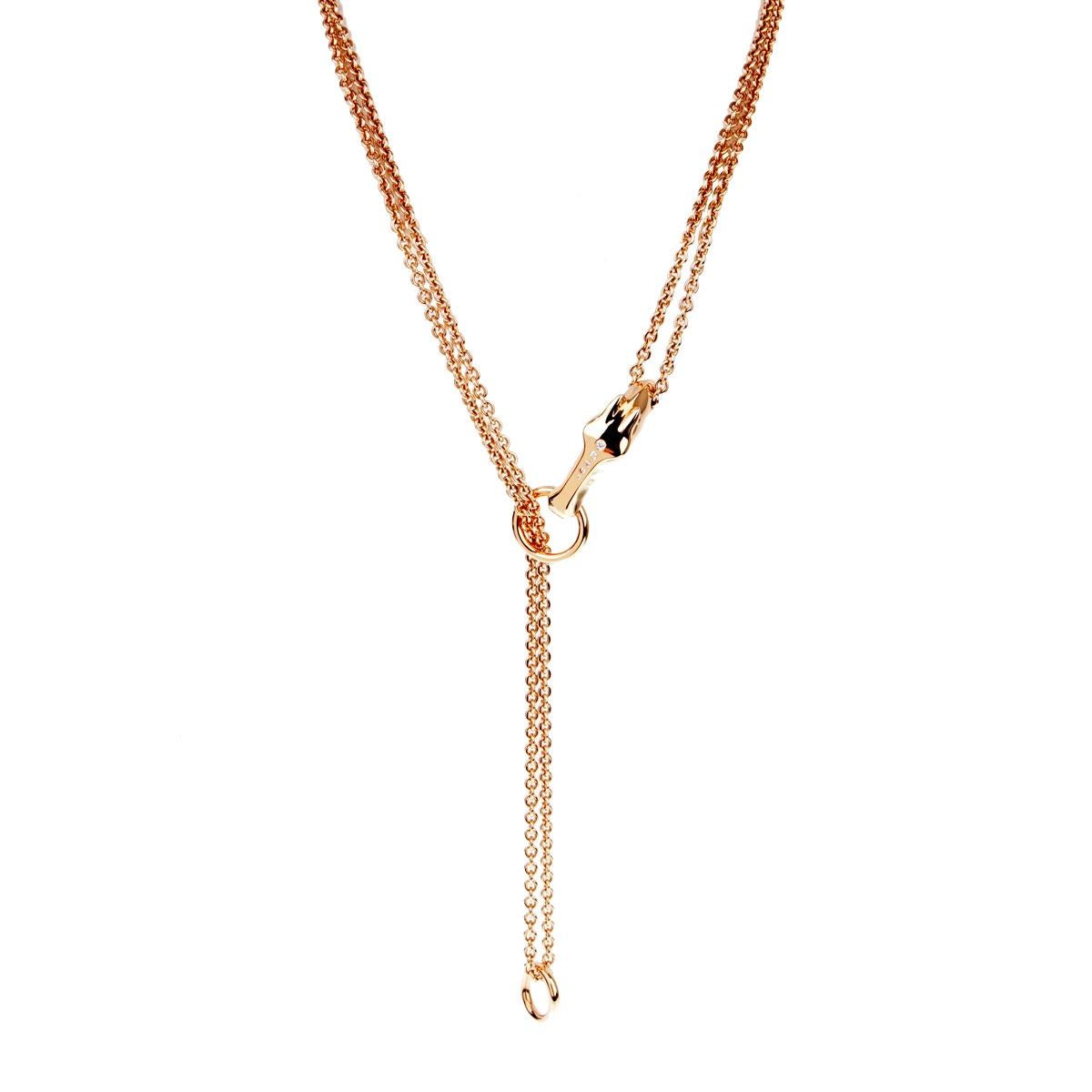Hermes Galop Rose Gold Diamond Necklace For Sale