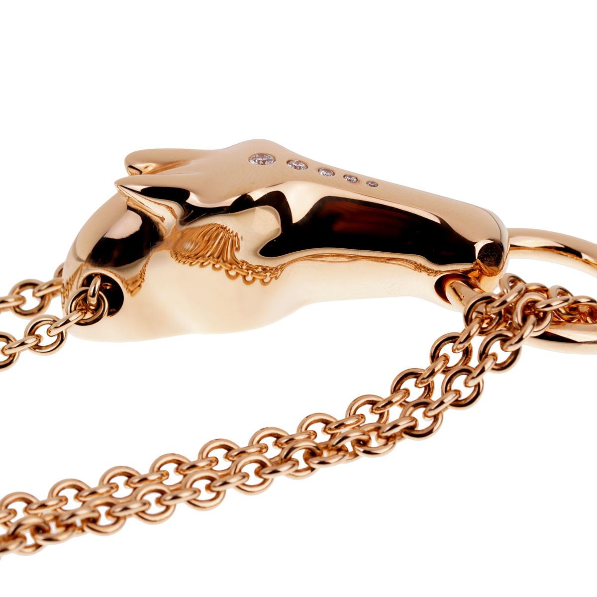 Hermès, collier galop en or rose et diamants Unisexe en vente