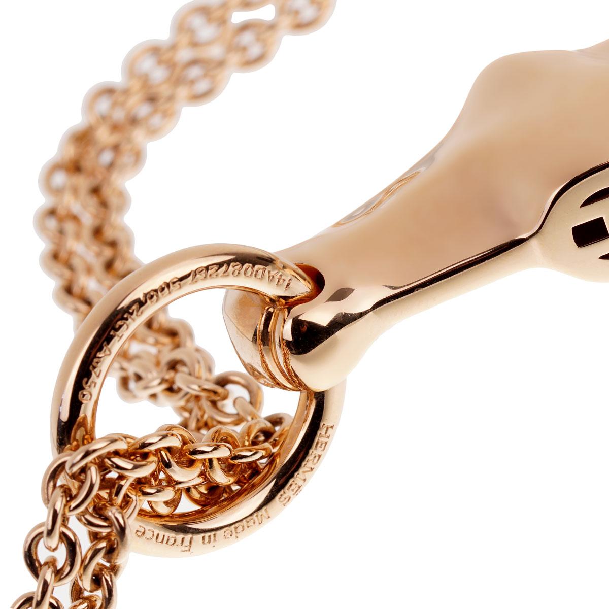 Round Cut Hermes Galop Rose Gold Diamond Necklace For Sale