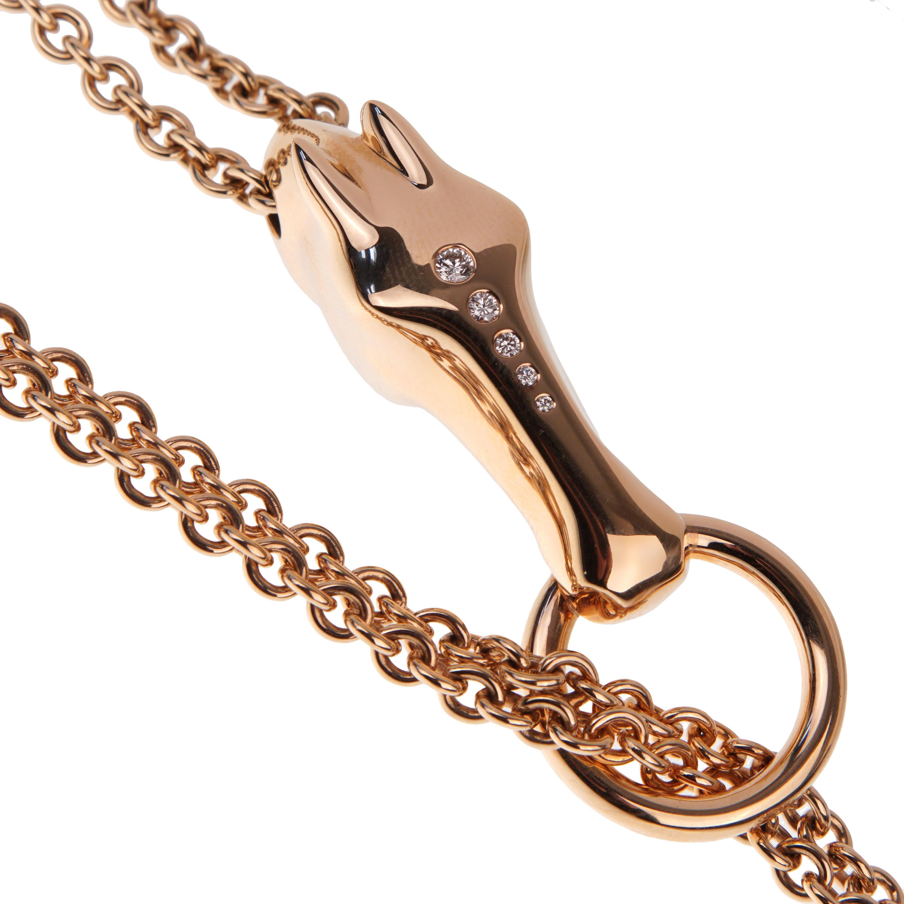 Halskette mit Galop aus Roségold mit Diamanten von Hermès (Rundschliff) im Angebot
