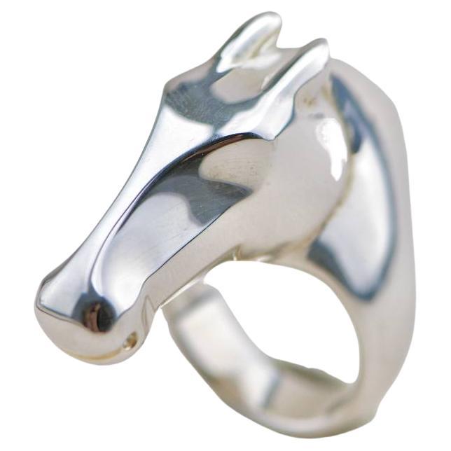 Hermès Galop Sterling Silber Ring Größe 55 im Angebot