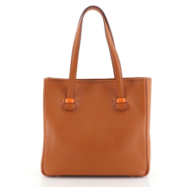 HERMES Galop Tote bag Evercolor Leather 2013 Etain (Gray)