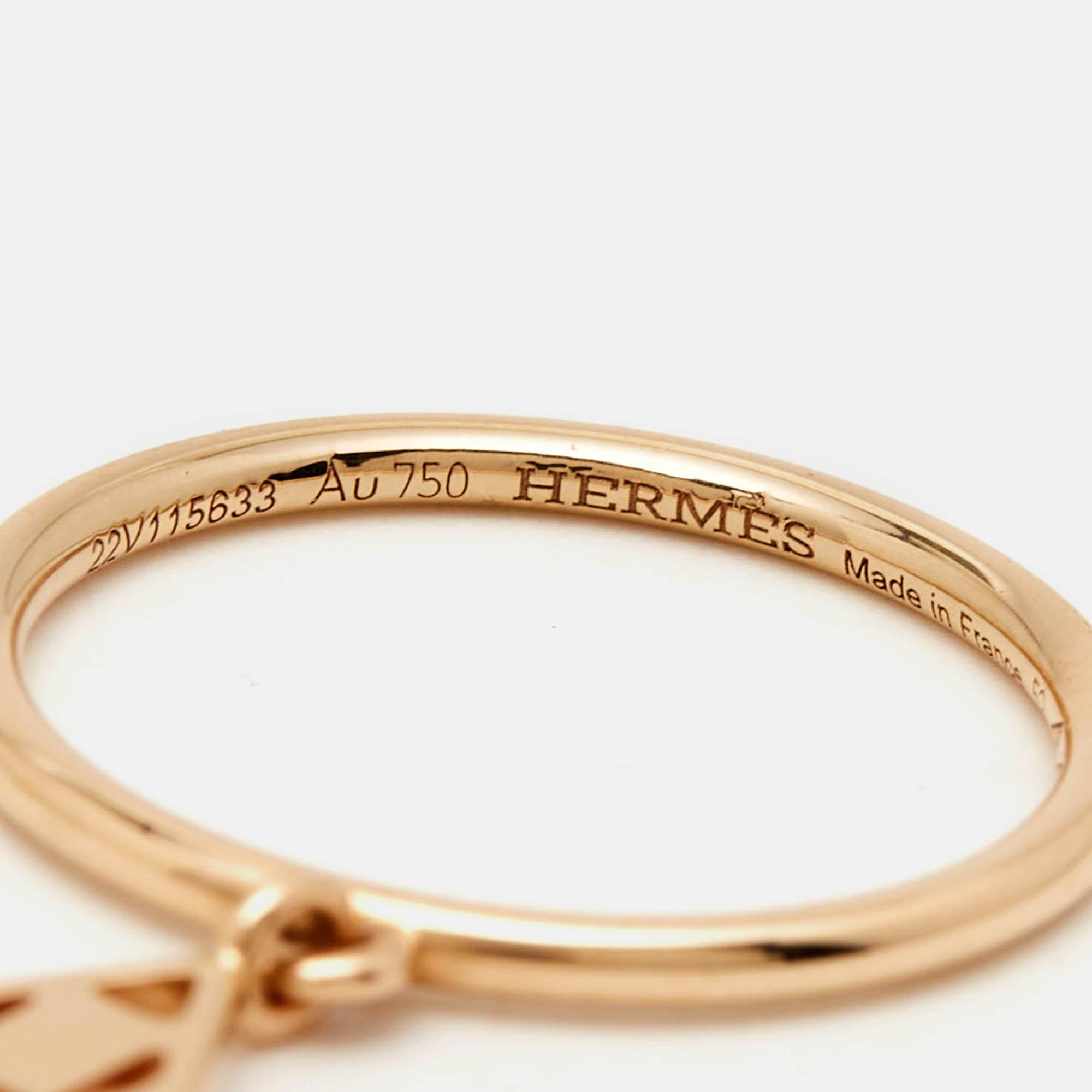 Hermès Gambade 18k Rose Gold Ring Size 52 For Sale 1