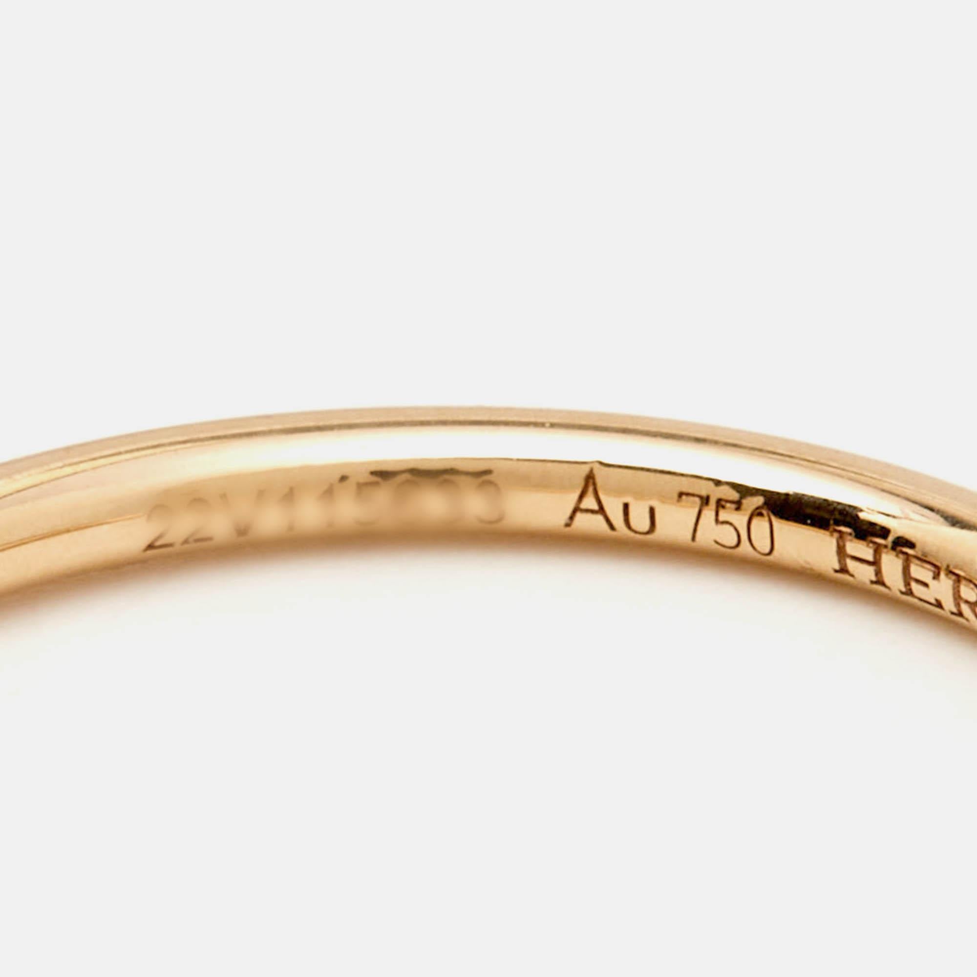 Hermès Gambade 18k Rose Gold Ring Size 52 For Sale 2