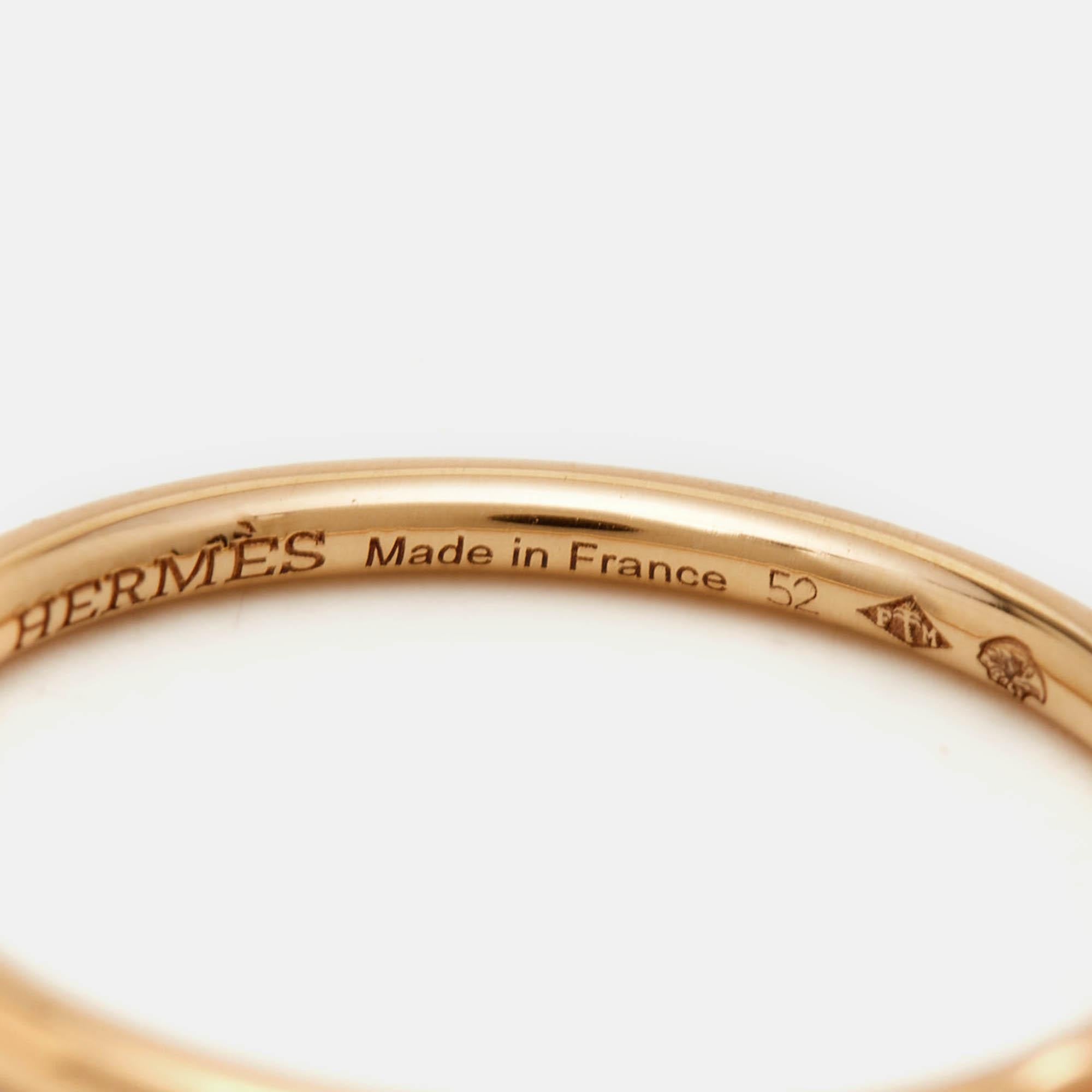 Hermès Gambade 18k Rose Gold Ring Size 52 For Sale 3