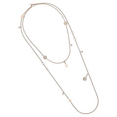 Hermes Gambade Long Rose Gold Diamond Necklace