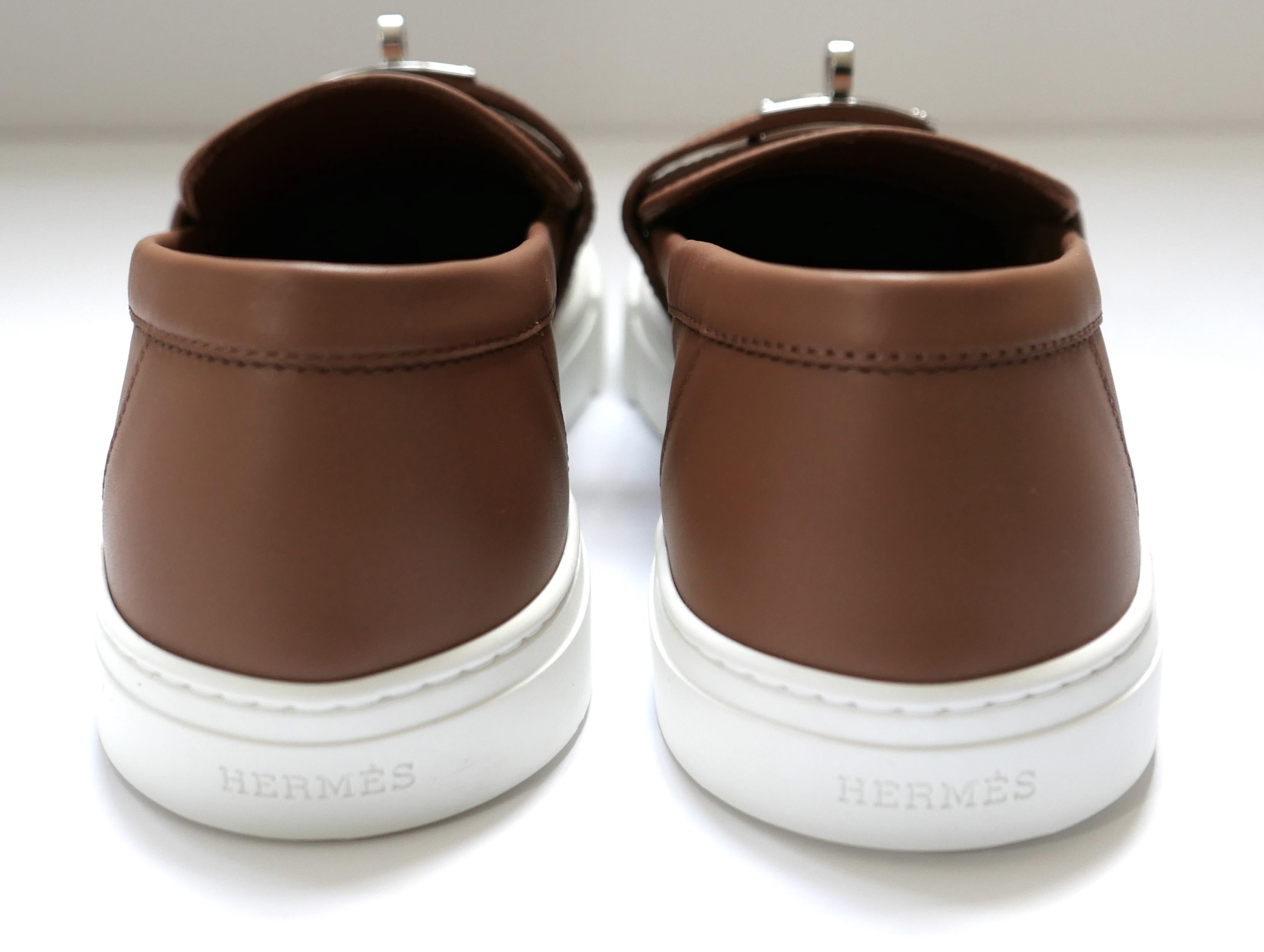 Hermes Game Loafers Naturel Tan Leather im Angebot 3