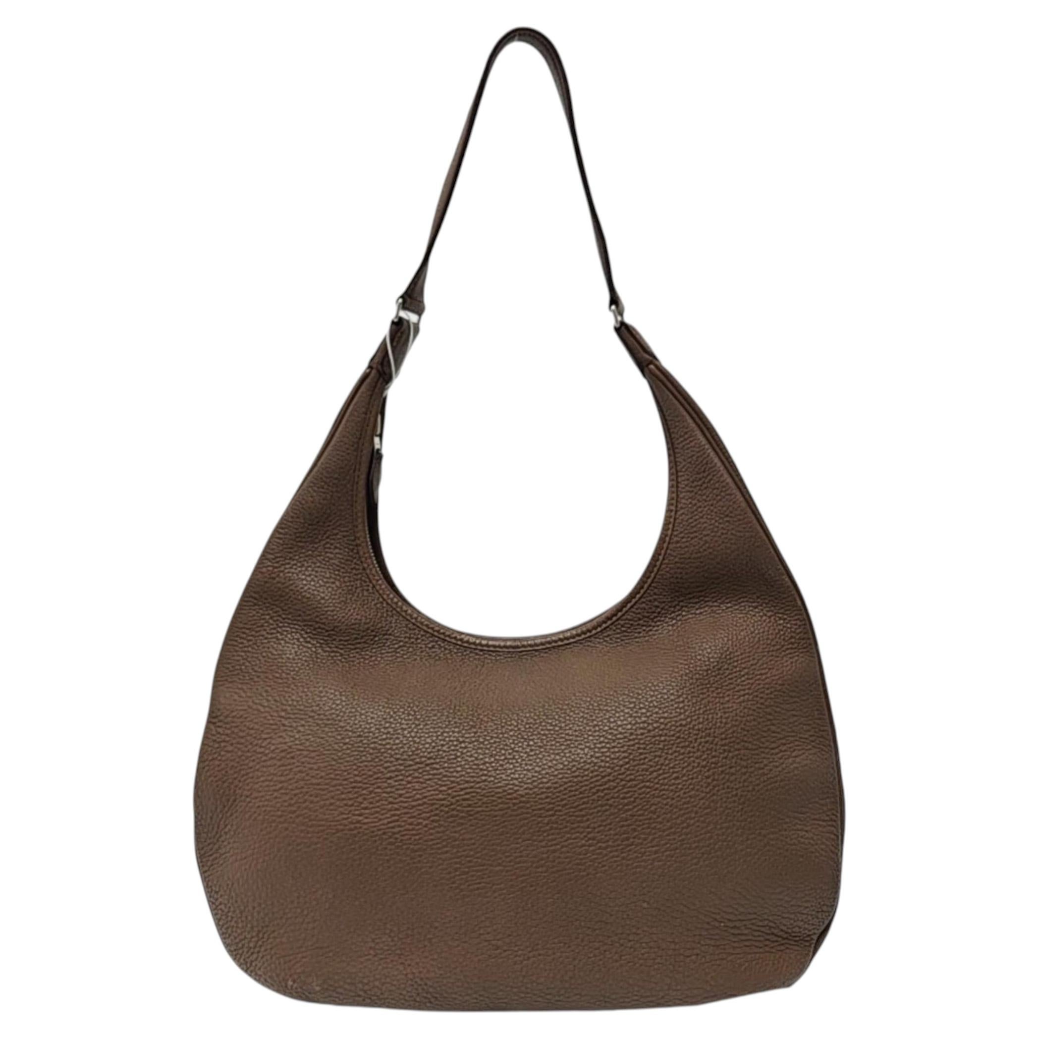 Sac à bandoulière Hobo Hermès en cuir Clemence, couleur Etoupe gris foncé, 2008