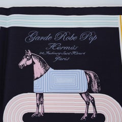 Hermes Garde Robe Pop Scarf Noir / Rose Silk 45
