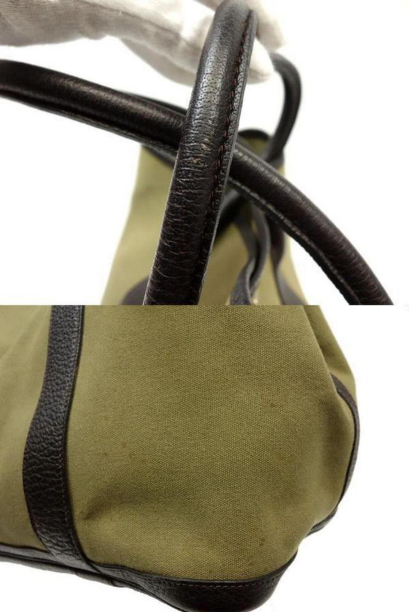 Hermès Garden Party 225224 Brown X Khaki Toile Canvas Leather Tote For Sale 5