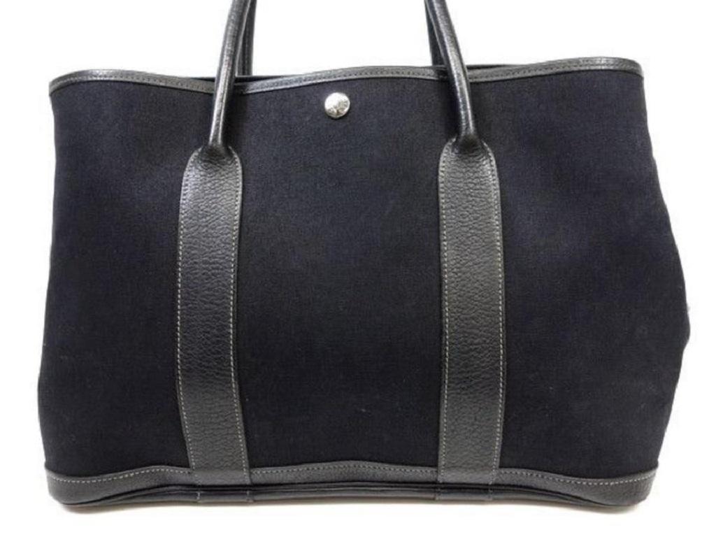 Hermès Garden Party 226583 Black Canvas Tote In Good Condition In Dix hills, NY