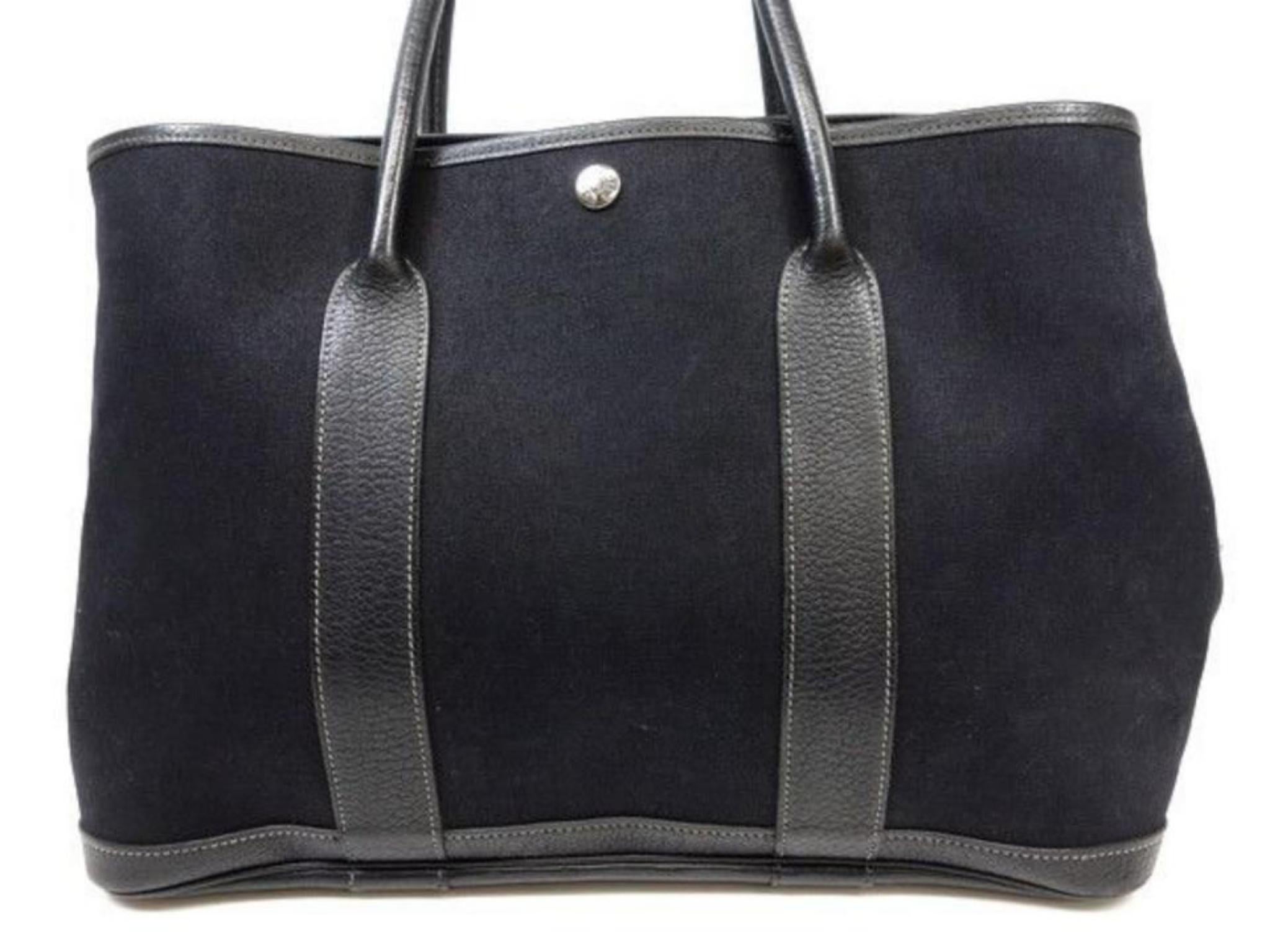 Hermès Garden Party 226583 Black Coated Canvas Tote For Sale 1