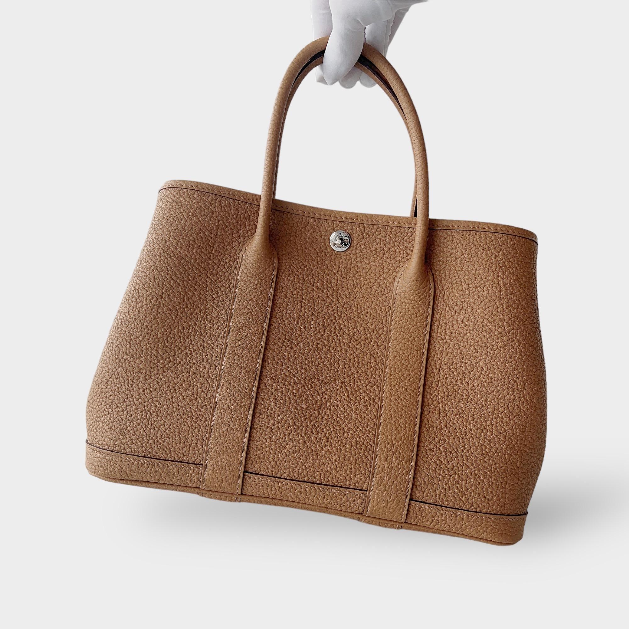Hermès Garden Party 30 Bag In Biscuit Negonda Leather, Palladium Hardware In New Condition In London, GB
