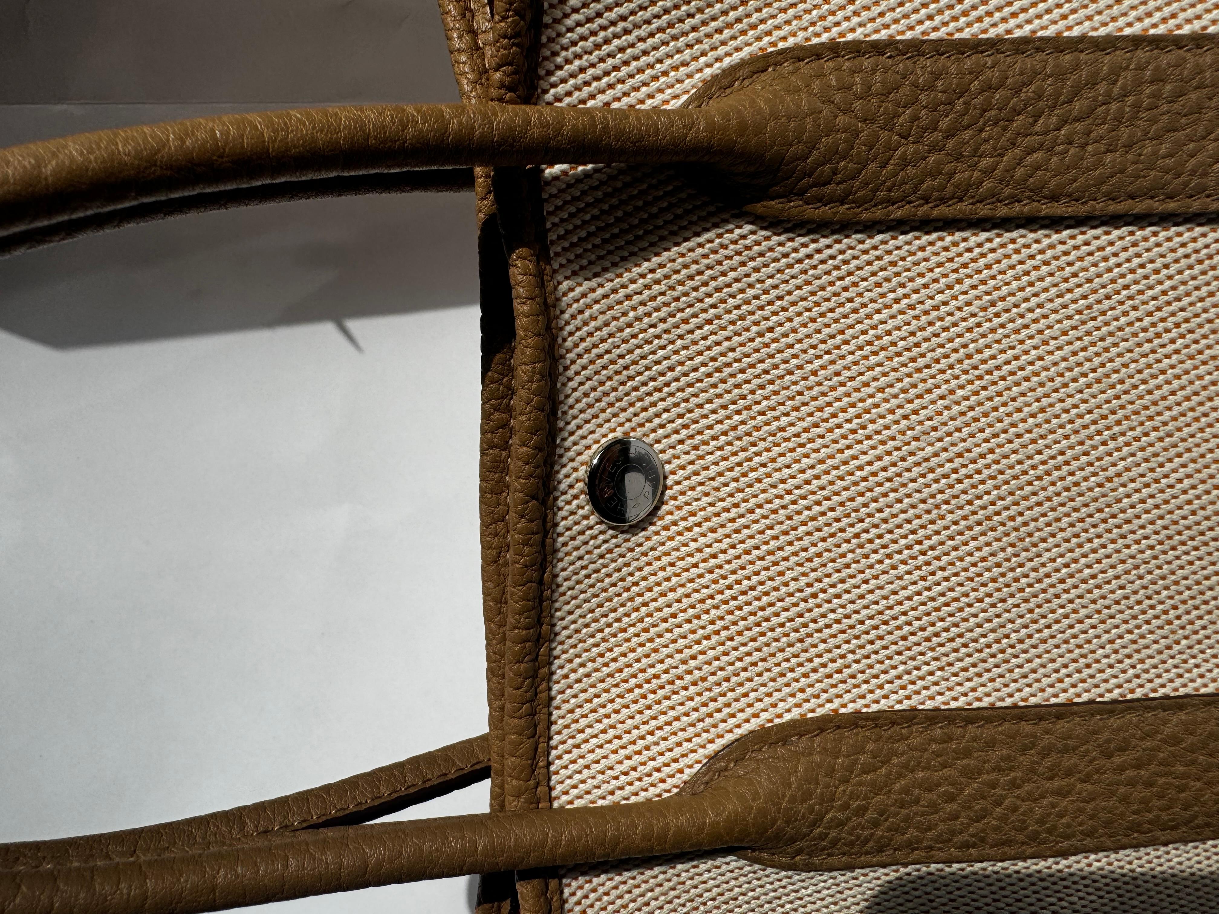 Hermes Garden Party 30 Tasche in Ecru und Apricot innen (Beige)