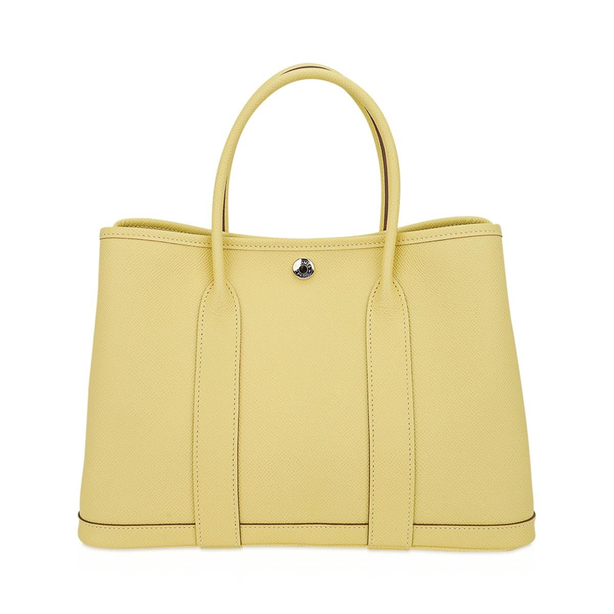 Hermes Garden Party 30 Bag Jaune Poussin Tote Epsom Leather Palladium In New Condition For Sale In Miami, FL