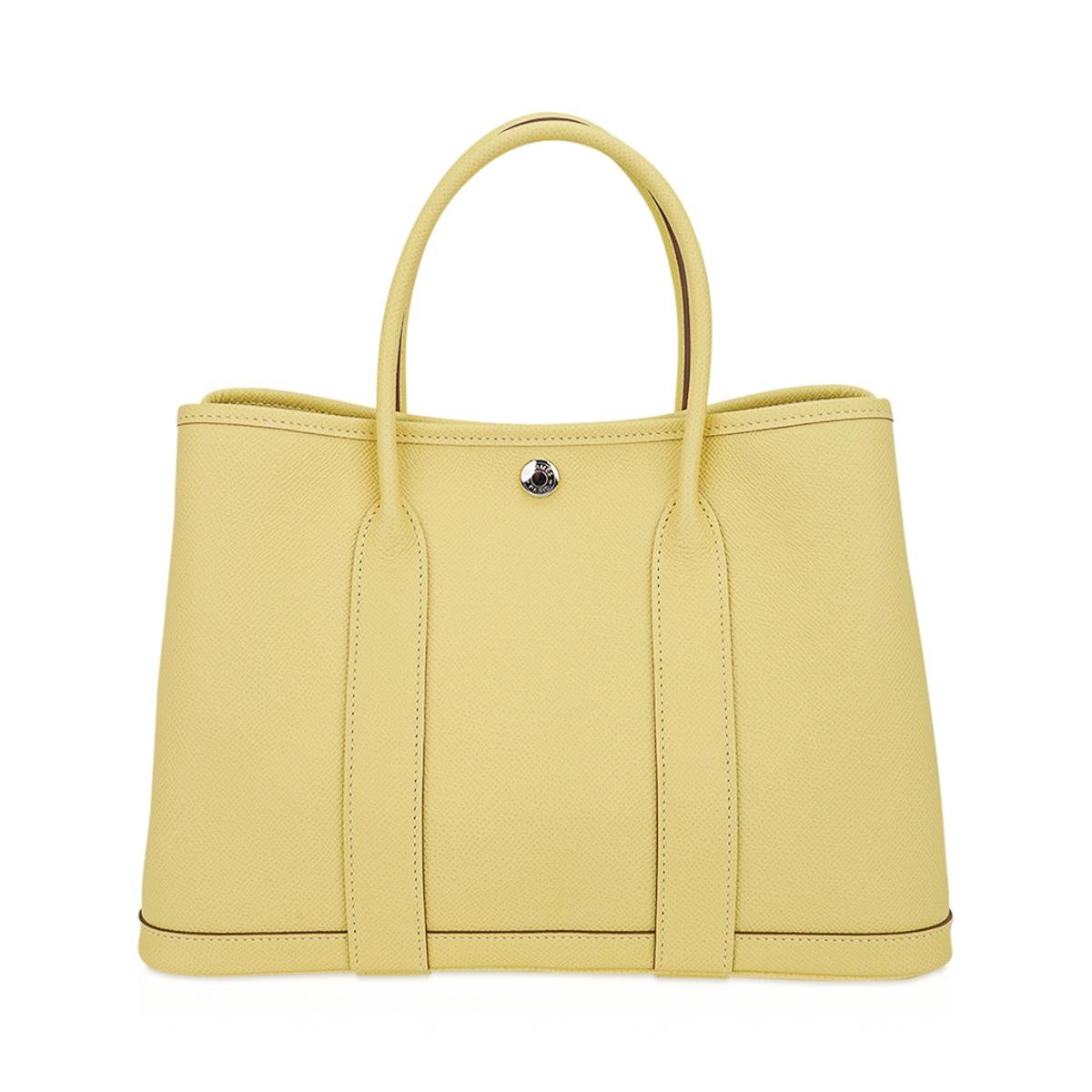 Hermes Garden Party 30 Bag Jaune Poussin Tote Epsom Leather Palladium In New Condition In Miami, FL