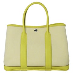 Hermes Garden Party 30 Bag Lime Ecru-Citron